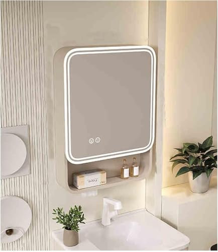 CATANK Armoire de Toilette Murale avec Miroir et Porte Simple, Blanche, 90 cm