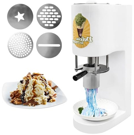Macchina Professionale per Gelato Spaghetti con 4 Stampi, Pressa per Gelato Elettrica in Acciaio Inox per Gelaterie & Pasticcerie