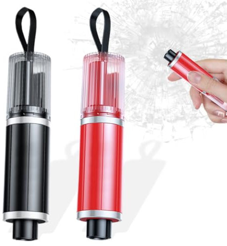 YAYNO 2 Pezzi 2 in 1 Martello di Sicurezza Multifunzione Life Hammer Taglia Cinture di Sicurezza e Rompivetro Rompi Vetro Auto Emergenza Vetro Breaker Strumenti di Fuga di Emergenza (Nero + Rosso)