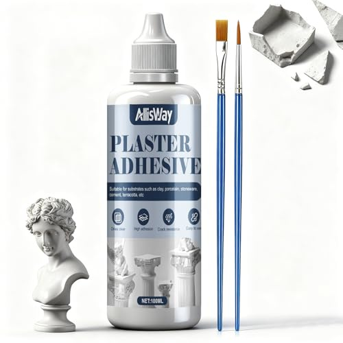 AllisWay Colle Ceramique, Colle pour Poterie Terre Cuite, colle Porcelaine, Transparent et Hautement Adhérent pour le Collage et la Réparation du Plâtre et de L'argile, 100ml | Colle pour plâtre, séchage rapide, imperméable, utilisée pour coller et réparer le plâtre, la porcelaine et la terre cuite