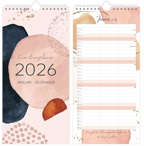 Familienkalender 2026 - Familienkalender 2026 3 Spalten - Kalender 2026 familienplaner von Januar 2026 - Dezember 2026, fürs Büro, für Paare, 31cm×15cm