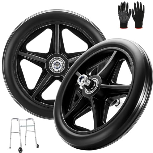 2 Stück Ersatzrad Rollator Vorderräder, Solide Ersatzräder 8 Zoll 200mm, Ersatzrad für Rollstühle PU Rollstuhlrad, Vorderrad Rollstuhl für Rollstühle Rollatoren