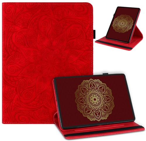 laddutoi Cover per Samsung Galaxy Tab A 10.1 Pollici 2016 SM-T580, Rosso | Pelle PU Custodia per SM-T585, Rotazione a 360 Gradi Supporto, Slot per Schede, Antiscivolo, Protettiva Flip Case