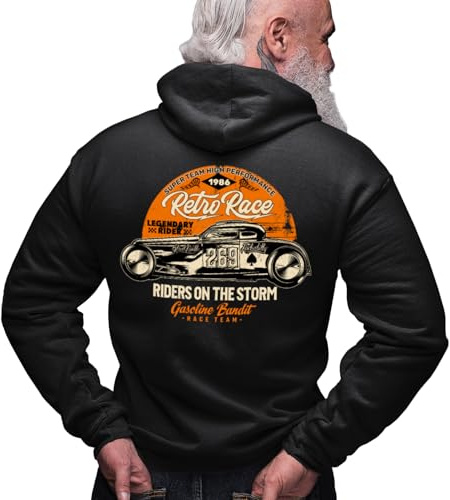 Gasoline Bandit Biker Racer Kapuzen-Jacke Zip-Hoodie Hot Rod Retro Race