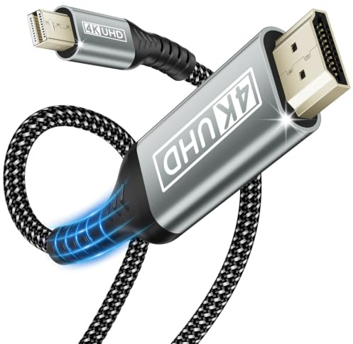 layajia Cable Mini DisplayPort a HDMI 4K, Cable HDMI Thunderbolt 1/2 de Nylon para Mini DP, MacBook Air/Pro, Surface Pro, Monitor, Proyector - 2M