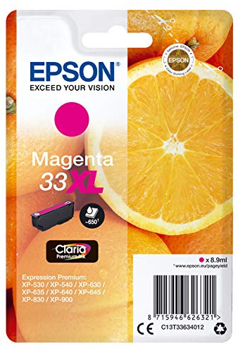 Epson Claria Premium 33 - Cartucho de Tinta Magenta XL 8,9 ml válido para los modelos Expression Premium XP-645, XP-830, XP-900 y otros, rot