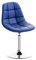 CLP Lounger Emil mit Kunstlederbezug, Esszimmerstuhl mit gestepptem Sitz, Drehstuhl mit Trompetenfuß in Chromoptik, Farbe:blau