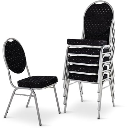 MACOShopde by MACO Möbel Raburg Stapelstuhl 6er Set David - stabil bis 150 kg in SCHWARZ, Gewerbequalität + stapelbar für: Konferenz, Seminar, Wartezimmer, Bankett, Behörde, Schule/Uni & Gastro/Hotel