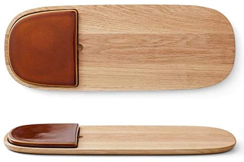 BITZ Servierplatte Amber Holz/Steinzeug 51 x 19 cm