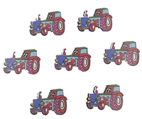Supvox Holzknöpfe Traktor Design 50 Stück 2X3Cm Diy Knöpfe Zum Nähen Basteln Scrapbooking Umweltfreundliche Dekoration Für Individuelle Nähprojekte