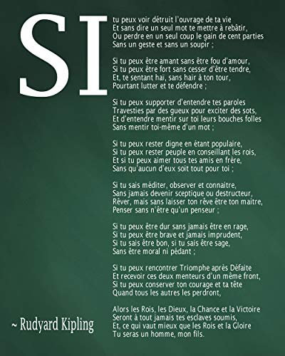 Si par Rudyard Kipling Poème en Français (21cm x 30cm, Green)