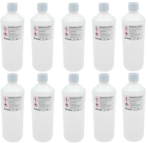 Hexeal Isopropyl Alcohol 10L – 10 x 1L Bottles of 99.9% IPA Disinfectant & Sanitiser – Removes Grime on Phones & Electronics – Degreaser, Cleaning Fluid & Solvent for Paint Thinning