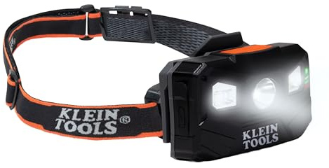 Klein Tools 56048 Rechargeable LED Headlamp, Adjustable Fabric Strap, 400 lms, All-Day Runtime, for Work, Running, Outdoor Hiking