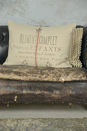 Kissen Dekokissen Zierkissen Aliment Hochwertiges Heavy Linen Leinen Kissenhülle 50x70cm 100% Leinen Cushion Jeanne d´Arc living Handarbeit aus Dänemark (Beige Zuckermandelrot / Grau)