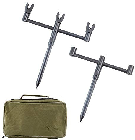 Karpfenangeln Rutenhalter Set Buzz Bars Banksticks mit 3 Rutenauflagen Kopf in tragbarer Angeltasche (22–35 cm)