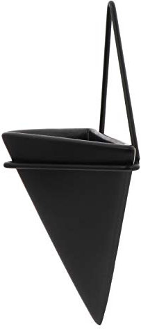 Cabilock Maceta colgante de cerámica para colgar en la pared, maceteros de porcelana, cesta para hierbas jugosas, plantas artificiales, decoración para el hogar, oficina, color negro, 15,5 x 10,2 cm