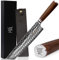 YOUSUNLONG Couteau de chef Tanto Rasoir de 10 pouces Sharp Damas en acier allemand à haute teneur en carbone - Manche en bois de noyer naturel avec étui en cuir comprenant un coffret cadeau