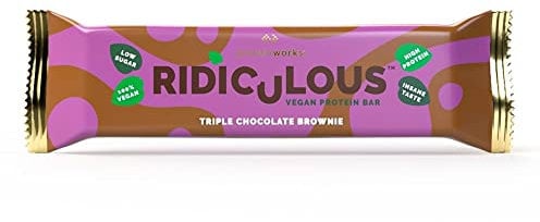 Protein Works - Ridiculous Vegan Protein Bar , Award Winning , 100% Plant Based & Palm Oil Free , High Protein , Triple Chocolate Brownie , 1 Bar