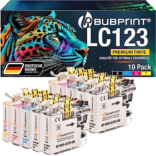 Bubprint 10 Druckerpatronen kompatibel als Ersatz für Brother LC-123 für DCP-J132 DCP-J152 W DCP-J4110 DCP-J552 DCP-J752 DW MFC-J245 MFC-J4410 MFC-J4510 MFC-J470 MFC-J6520 MFC-J6720 MFC-J870 DW