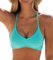 CUPSHE Damen Bikini Oberteil Neckholder Bikini Bademode U Ausschnitt Texturiert Bikini Top Blau XL
