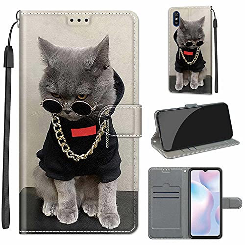 TOMYOU Hülle für Xiaomi Redmi 9A, Stoßfestes Flip-Holster, Premium Leder PU Handyhülle, Flip Case Wallet mit [Magnetic Closure] für Xiaomi Redmi 9A