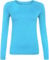 New Ladies Long Sleeve Round Neck Plain Basic Women's Stretch T-Shirt (Turq, 12)