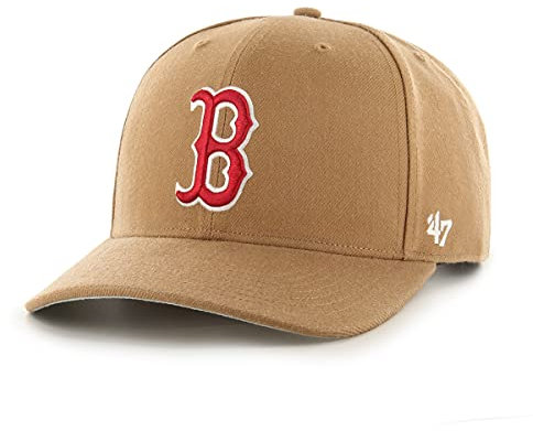 '47 MLB Boston Red Sox Cold Zone MVP DP Unisex-Baseballkappe, Verstellbar, Hochwertiges Design und Verarbeitung, Red Logo, Camel