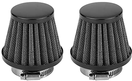 ETOPARS 2 X Nero Filtro Aria Moto Universale Kit Filtro Aspirazione Aria Moto 48mm 49mm 50mm Morsetto Fredda Induzione Filtro dell'Aria Cono Moto Scooter