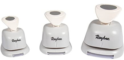 Rayher Motivstanzer Kreise, Set 3 Stanzer, Kreise 1,6cm+2,54cm+3,81cm ø, geeignet für Papier/Karton bis zu 200g/m², Weiß, 69261000