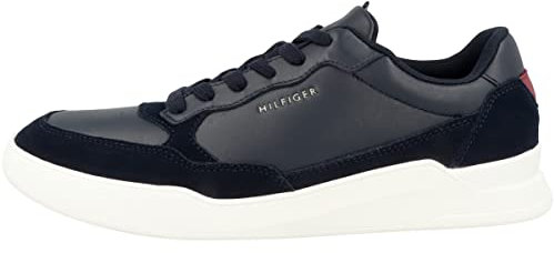 Tommy Hilfiger Herren Cupsole Sneaker Elevated Cupsole Leather Mix Schuhe , Blau (Desert Sky), 42 EU