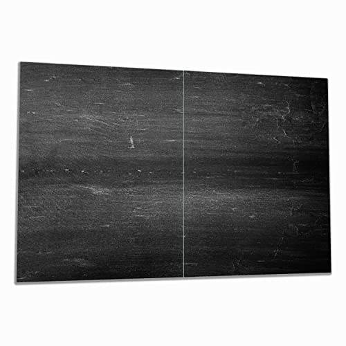 Wallario Herdabdeckplatte/Spritzschutz aus Glas, 2-teilig, 80x52cm, für Ceran- und Induktionsherde, Dunkler schwarzer Stein - Muster - Steinoptik