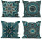 ASDCXZ Kissenbezug Boho 50x50 cm 4er Set, Retro Geometrische Muster Blau Gold Sofa Dekokissen Kissenbezüge Kissenhülle Waschbar Polyester Flachs Textil Outdoor Polster Kopfkissenbezug Kissen Bezug