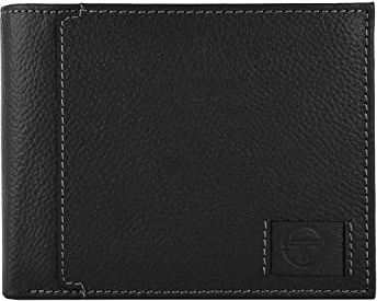 Sergio Tacchini Herren Geldbörse aus echtem Leder in Schwarz mit Kartenhalter und Geschenkbox, Schwarz 039, Clásico, Klassisch