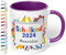 Geschenk zur Einschulung für Mädchen und Jungen: Tasse „Schulkind 2025“ - mit NOTIZBLOCK-Motiv - personalisiert mit Namen für Erstklässler - kleines Geschenk für Schüler 1. Klasse, Violett