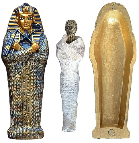 NUNETH Ägyptische Ornamente, Tutanchamun-Sarkophag-Statue, Heimdekoration, Harz-Statuette, goldfarben (groß)