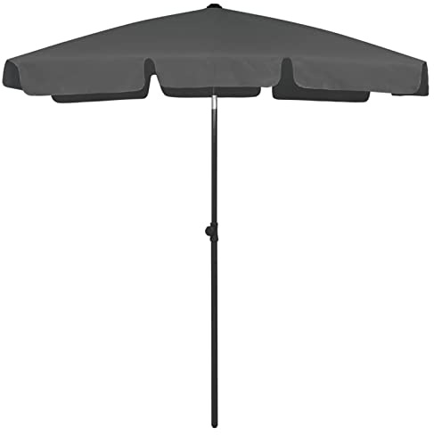 Homgoday Parasol de plage anthracite 180 x 120 cm, rideau d'extérieur pour la vie privée pour jardin, balcon, terrasse