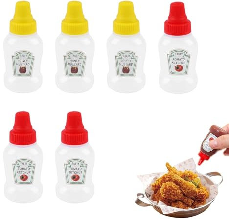 ACONDE 6 Stück Ketchup Spender, 25ml Saucenflasche, Ketchup Flasche, für Ketchup, Senf, Mayo, heiße Soßen, Olivenöl, Saucenflasche für Zuhause & Restaurant
