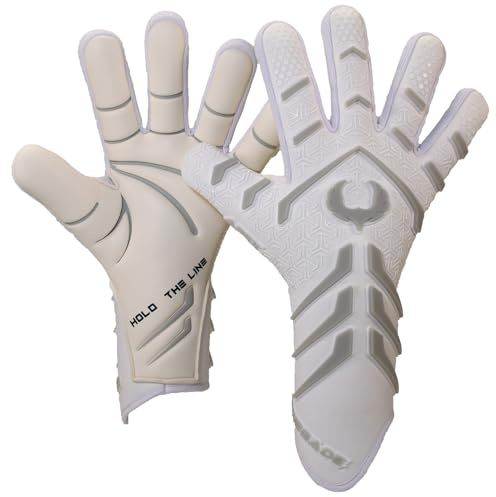Renegade GK Apex Ghost Professional Strapless Goalie Gloves | 4mm EXT Contact Grip | White Soccer Goalkeeper Gloves (Size 9, Youth-Adult, Evo Neg. Cut, Level 5.5)