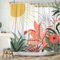 ASDCXZ Rideau de Douche Boho Feuilles 180x180 cm, Art Abstrait Moderne Feuilles Vertes Fleurs de Soleil Blanc Lavables en Textile Rideau de Bain imperméable pour Baignoire avec 12 Crochets