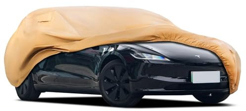 JURMON Heavy Duty Outdoor Car Cover Custom Fit for Tesla Model 3, Windproof All Weather Waterproof Sun Rain UV Dust Snow Protection Outdoor Car Covers