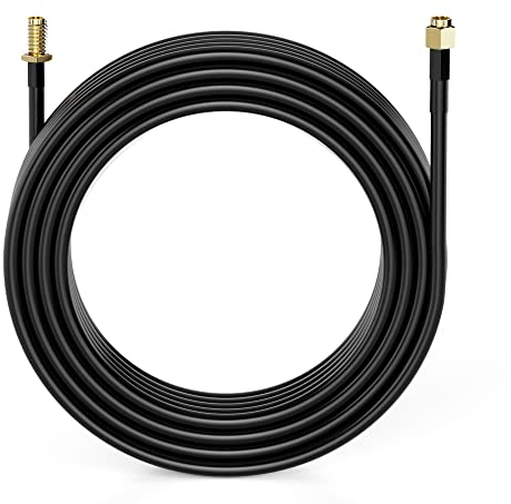 ANNTLENT 10m(32,8piedi) RG58 Nero Cavo Coassiale con Connettori SMA Maschio a SMA Femmina, Bassa Perdita Resistente alle Intemperie Prolunga per il Segnale del Telefono Cellulare Antenna 3G 4G LTE