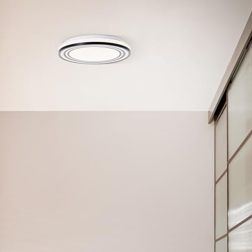 Lightbox LED Deckenlampe - 2400 lm - 3000 K - moderne Deckenleuchte - Ø 34 cm - 24 W, 2400 lm, 3000 K - LED integriert - aus Metall/Kunststoff - in Schwarz/Weiß