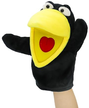 Tiny Heart Handpuppen Krähe Plüschtier Plüschspielzeug Kinder mit funktionierendem Mund Niedlich Weich Realistisch Gefüllte Plüschpuppe Geschichtenerzählen Fantasievoll Lehren Geburtstagsgeschenke
