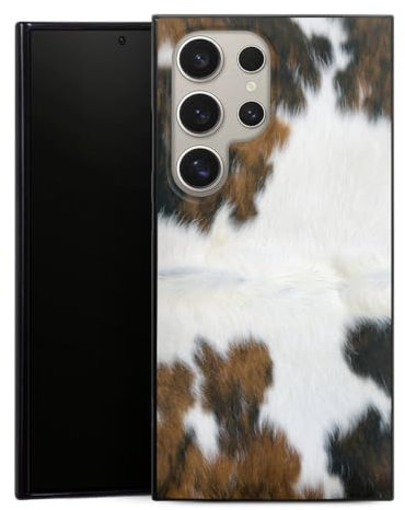 Silikon Hülle kompatibel mit Samsung Galaxy S24 Ultra Case schwarz Handyhülle Kuhfell Fell Kuh
