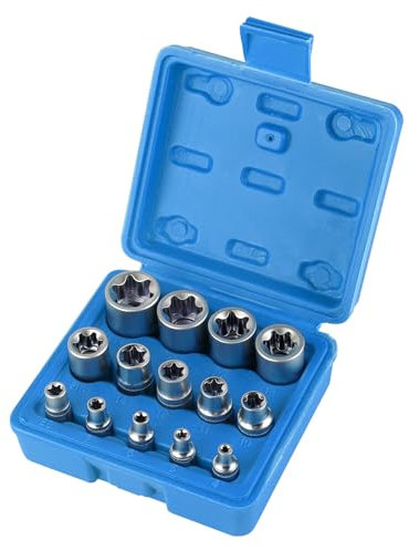 CPROSP Coffret Douille Torx Femelle 1/4 3/8 1/2, Douille de Profilés E Torx E4, E5, E6, E7, E8, E10, E11, E12, E14, E16, E18, E20, E22, E24 avec Boîte Bleue
