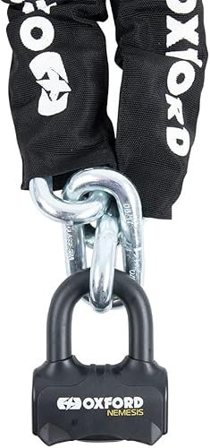 Oxford Nemesis Ultra Strong Motorbike Chain and Lock - 16mm Hardened Steel Sold Secure GOLD Anti-Pick Attack tested Motorcycle Securing Theft Deterrent Chain 1.2m (Black,16mm x 1.2m)