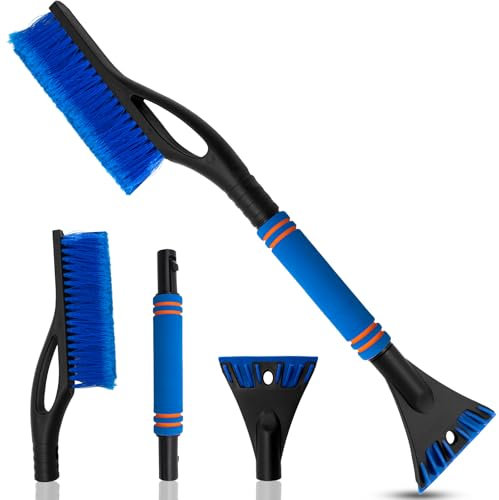 XIANGLONGY 60cm Lang Eiskratzer Auto mit Schaumstoffgriff, 2 in1 Auto Eiskratzer mit Besen, Winter Schneekratzer Auto, Auto Scheibenkratzer für Windschutzscheibe Schneereinigung von PKW, LKW und SUV