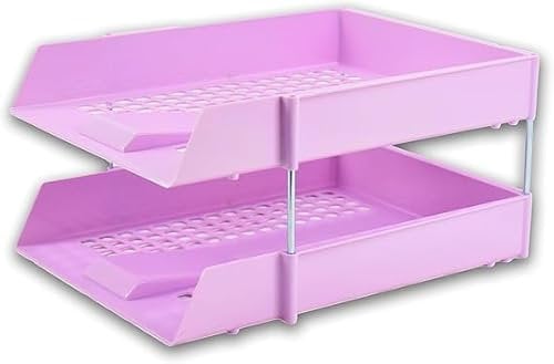 Nobel Plastics Filing Storage Letter Trays with Metal Risers - Desk Tidy Document Paper Filing In & Out - Ideal for School, Home And Offices (Pastel Pink, 1 Single Letter Tray)