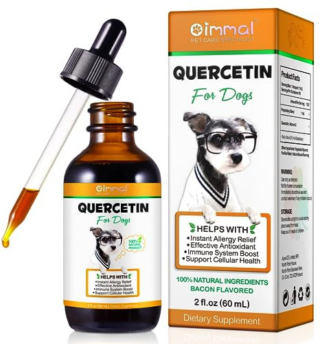 Quercetin for Dogs, Dog Antihistamine Supplement Support Dog Allergy Relief Instant, Dog Itchy Skin Relief, Immune System Boost for All Breeds & Sizes Dogs, Bacon Flavor - 60ml
