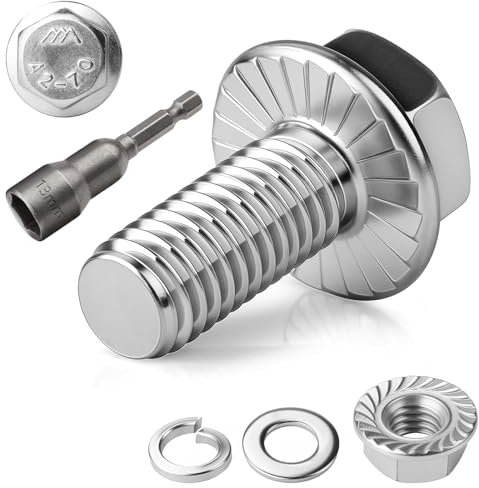 TXXATX 12 Stück M8x20mm Sechskantschrauben m6 Schrauben Set Edelstahl A2 70 Vollgewinde Außensechskan Flanschmuttern Federringe Unterlegscheiben Magnete Sechskant Stecknuss für Bauwesen Maschinen